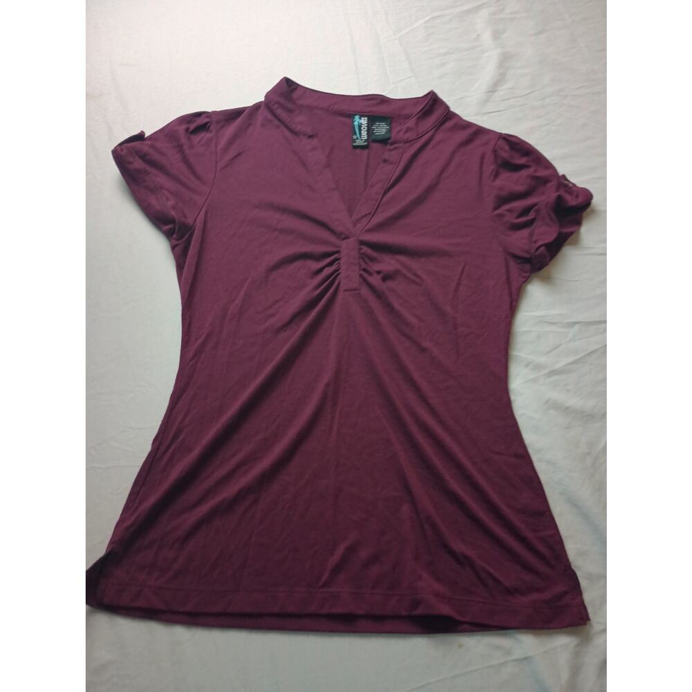 Women Vintage Y2K V-Neck Baby Doll‎ Blouse Top Moody Purple Medium Preppy